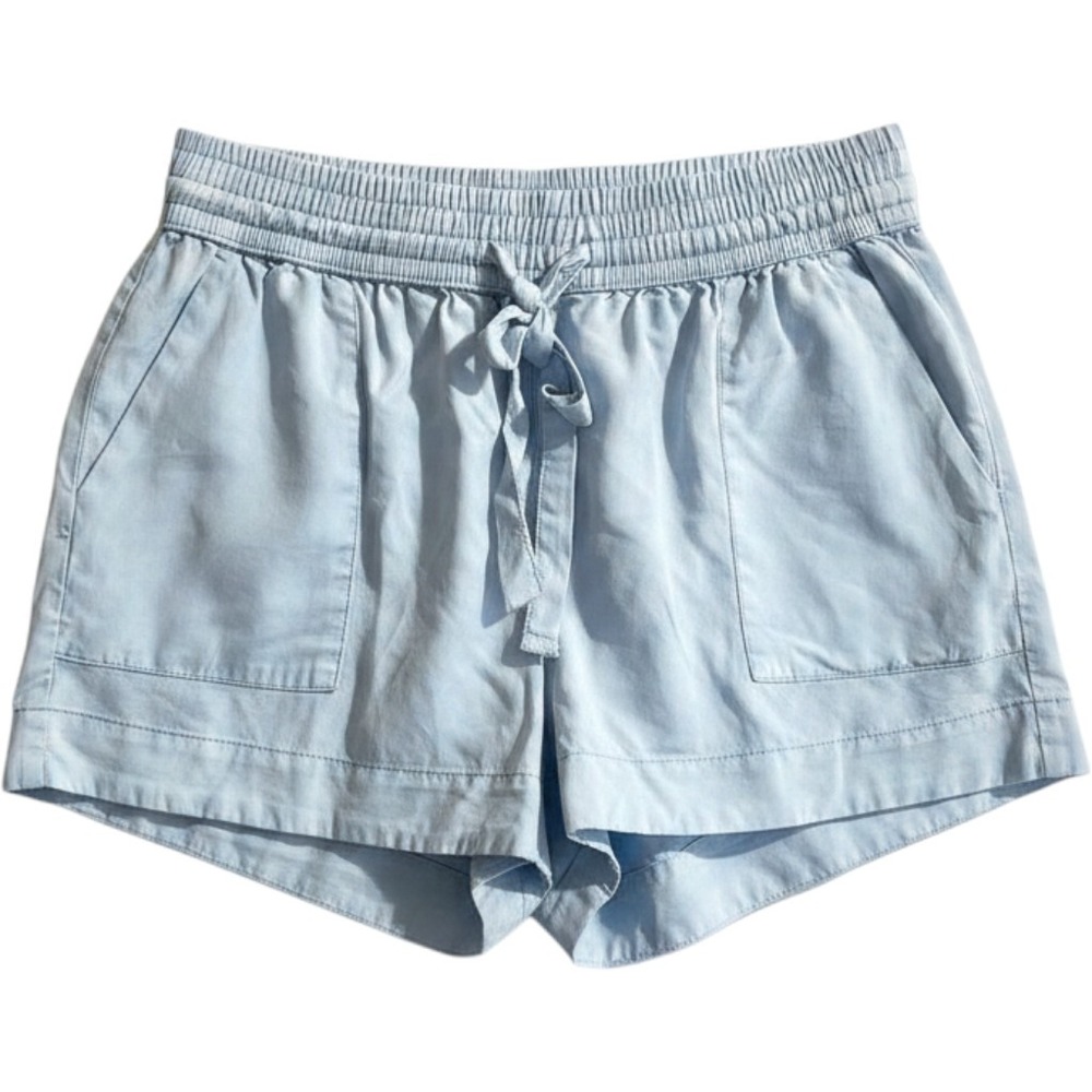 Staccato Kenzie Shorts Light Blue Chambray Tencel Smocked Waist Small 42451